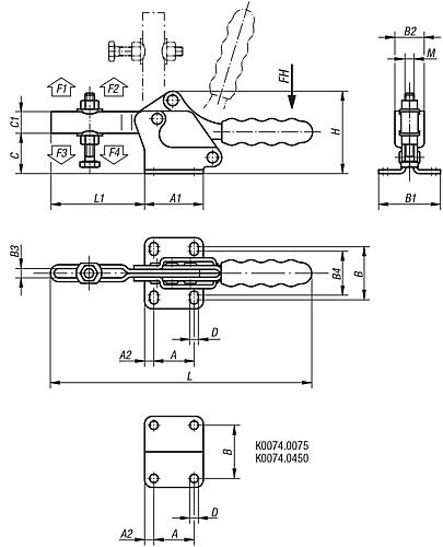 Schnellspanner horizontal Edelstahl, Komp: Kunststoff, M=M05x35 - K0074.0075N - direkt von HUG Technik ✓