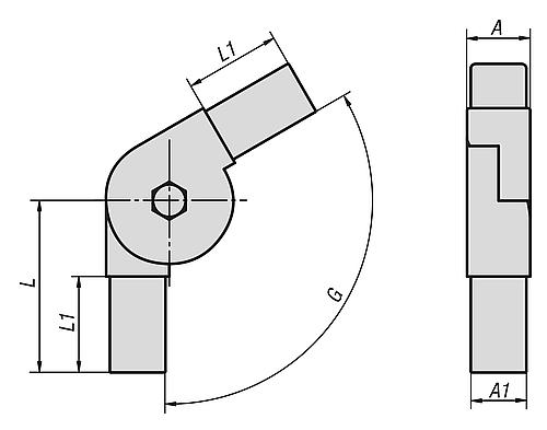 Zeichnung Steckverbinder Gelenk Polyamid, Komp:Stahl - K0625.1251511 - direkt von HUG Technik ✓