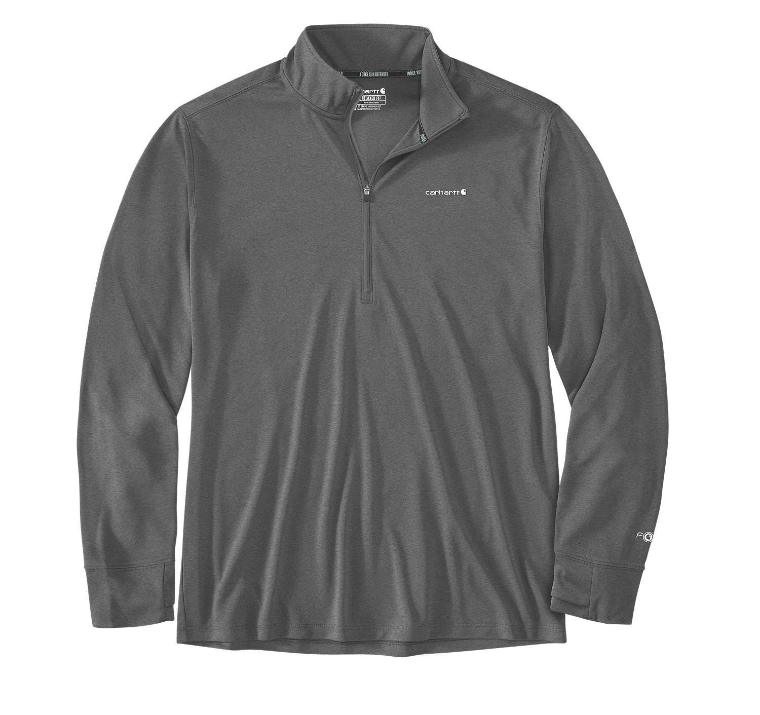 carhartt® Langarmshirt »Carhartt Force Sun Defender™ Relaxed 1/2 Zip« in steel heather.