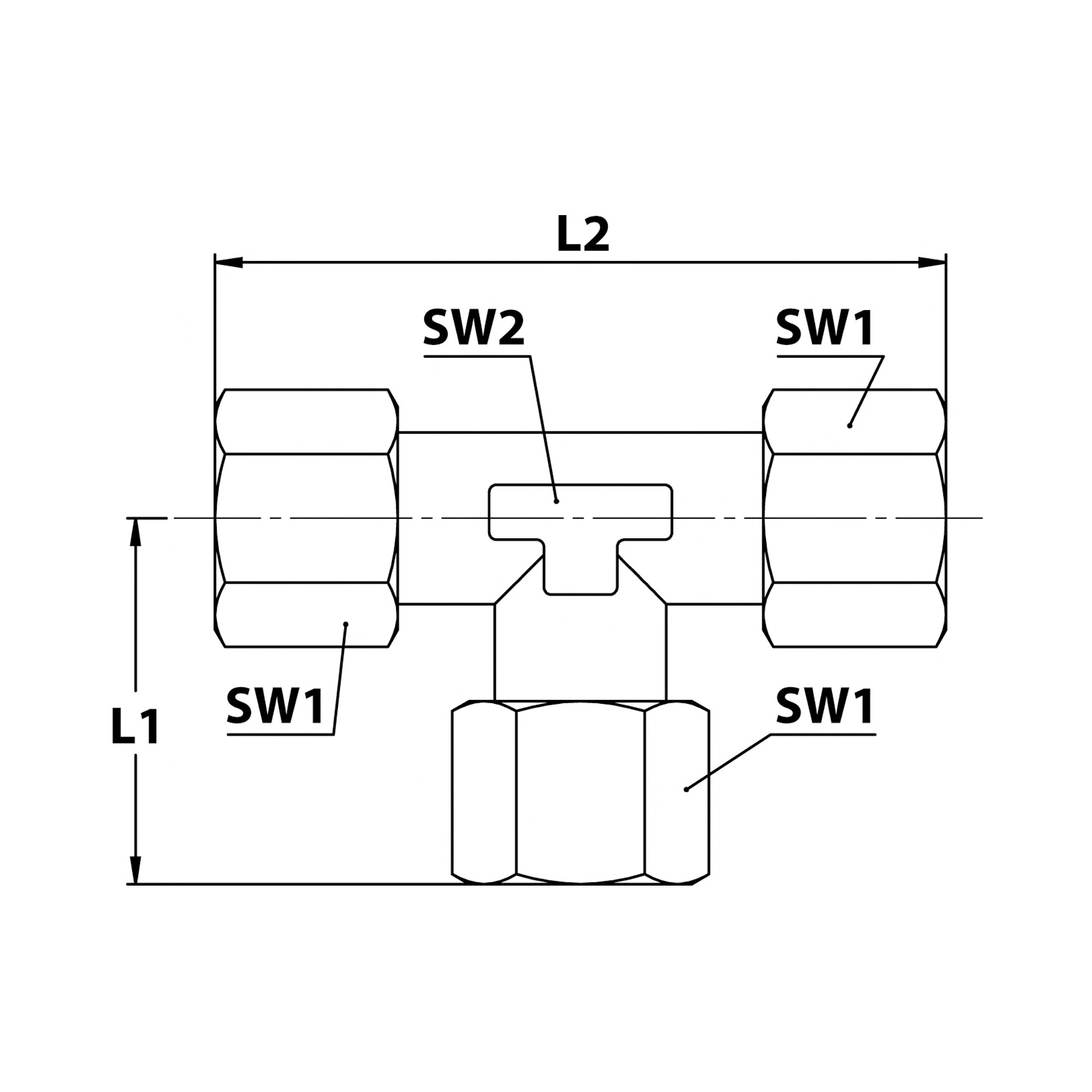 Einstellbare T-Anschlussverschraubung, Rohr-Außen-Ø 25, Stahl verzinkt - erhältlich bei ✌ HUG Technik ✓