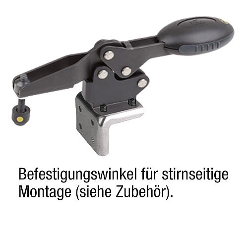 Schnellspanner vertikal Standard, Fuß waagrecht, Stahl nitrocarburiert, oxidiert, Komp: Polyamid Komp: schwarz - K0662.005024 - bei HUG Technik ✭