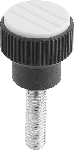 Rändelknopf Gr.1 M05x10 Thermoplast, schwarz RAL7021, Komp: Stahl, Komp: grau RAL7035 - K0247.1055X10 - direkt bei HUG Technik ✓