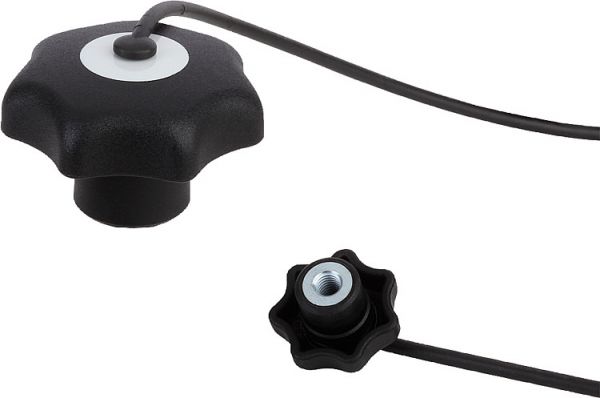 Sterngriff mit Sicherungsband M04 D1=25, Form: KS Thermoplast, schwarz, Komp: Stahl, Komp: schwarz - K0155.604 - bei HUG Technik ✭