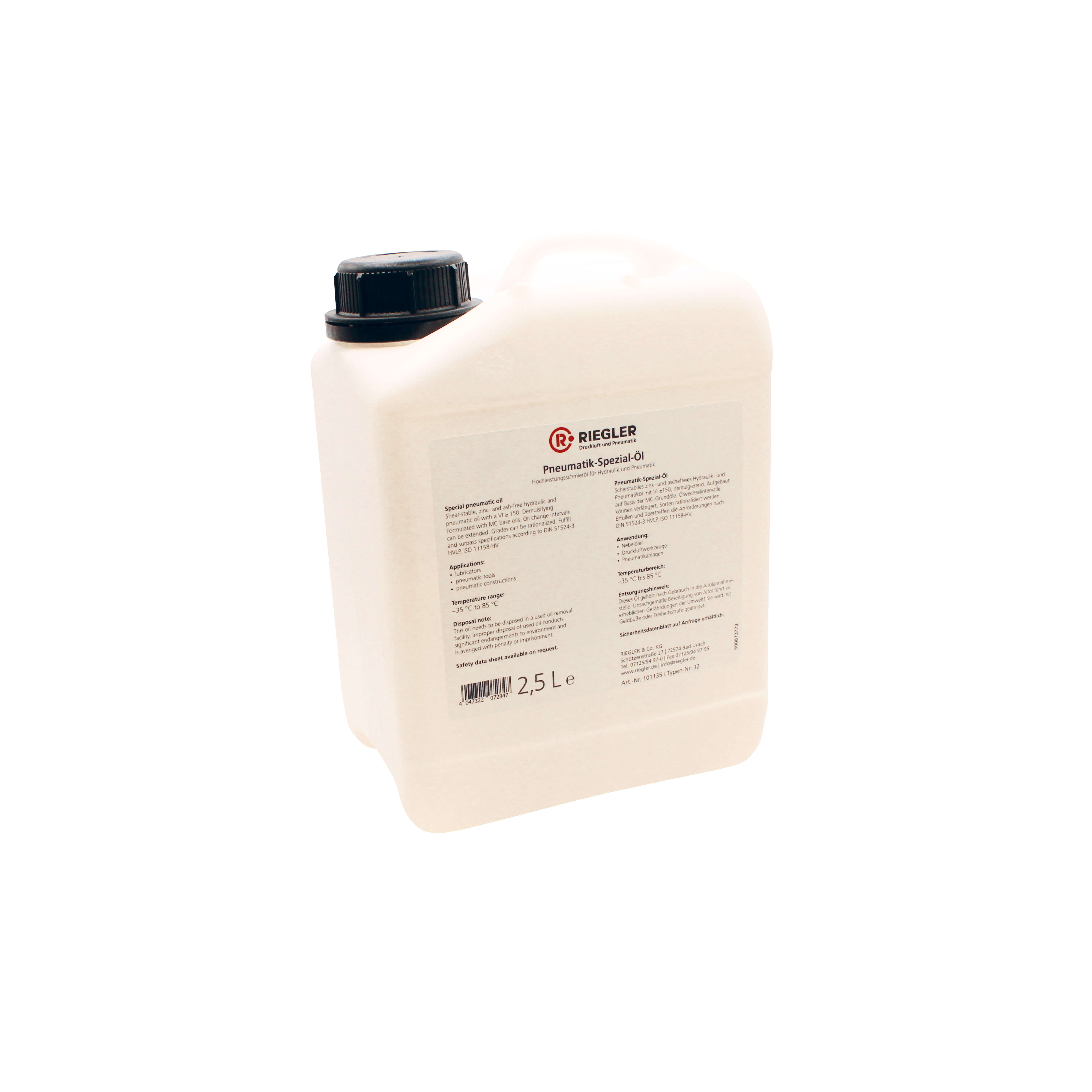 Pneumatik-Spezial-Öl, in Kanister 2,5 Liter, inkl. Karton u. Doku 🖤 bei HUG Technik ✓