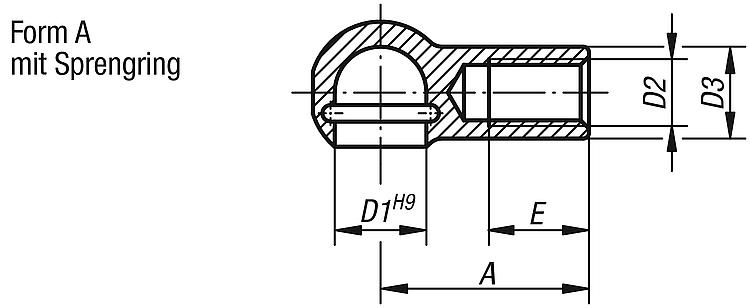 Kugelpfanne für Winkelgelenke M05, Form:A Stahl, D1=8 - K0712.0805 - bekommst Du bei HUG Technik ♡