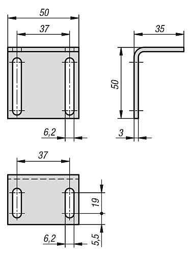 Befestigungswinkel für Kugelschnäpper, Stahl verzinkt - K1294.9503550 - bei HUG Technik ☆