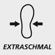 Extra schmaler Schuhschnitt