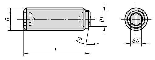 Kugeldruckschraube ohne Kopf M04, Form:B Edelstahl, Komp:Edelstahl L2=11,8 - K0384.20412 - gibt’s bei ☆ HUG Technik ✓