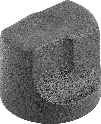 Griffmutter Gr.1 M03 D1=16 H=15, Form: K Thermoplast, schwarz RAL7021, Komp:Messing - K1126.103 - gibt’s bei HUG Technik ✓