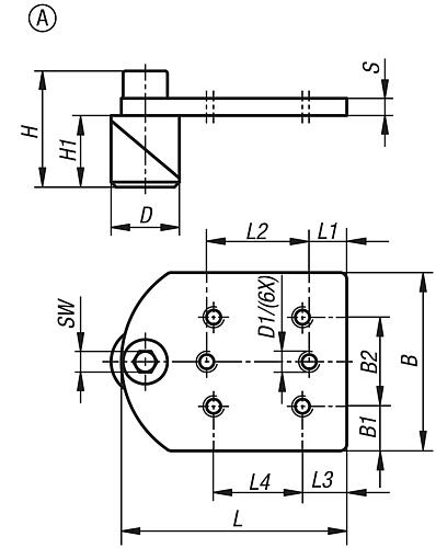 Spannbolzen mit Adapterplatte D=16, L=66, B=52 Form:A, Stahl brüniert, Komp:Stahl brüniert - K1506.0016 - kommt direkt von HUG Technik 😊