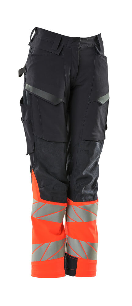 MASCOT® ACCELERATE SAFE Hose mit Knietaschen  Gr. 76/C34, schwarzblau/hi-vis rot - bei HUG Technik ♡