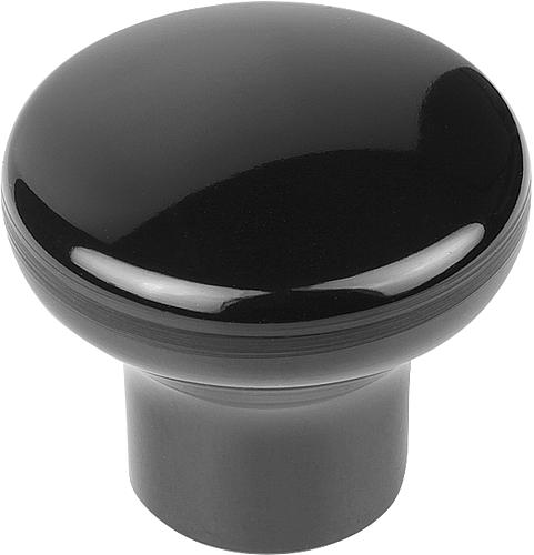 Pilzknopf poliert M05 D1=18 Duroplast, schwarz, Komp:Autom.Stahl, Komp:blau passiviert - K1288.1805 - bei HUG Technik ✭