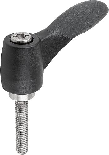 Produktbild Klemmhebel 2 Komponenten Gr.1 M05x10, schwarz RAL7021, Komp: Edelstahl, Komp: schwarz RAL7021 - K0126.10501x10