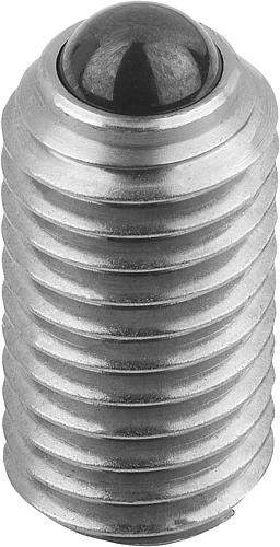 Federndes Druckstück Standard Federkraft M05 L=12 Edelstahl, Komp: Kugel aus Keramik - K0609.05 - bei HUG Technik ✭