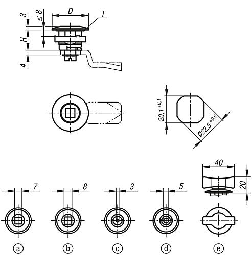 Drehriegel kleine Ausführung, Edelstahl 1.4404 - K1339 - gibt’s bei HUG Technik ✓