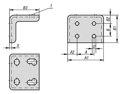 Befestigungswinkel A1=43 B1=36,5 Stahl - K0098.02 - bekommst Du bei ★ HUG Technik ✓
