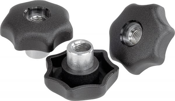 Sterngriff mit Schnellspannfunktion M10 D1=50 Thermoplast, schwarz, Komp: Stahl - K0156.10 - gibt’s bei ☆ HUG Technik ✓