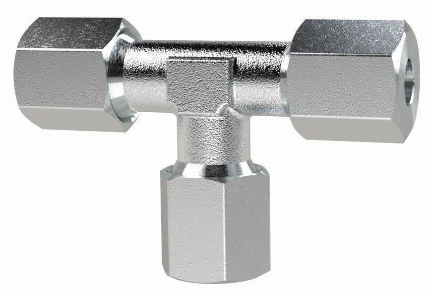 T-Verschraubung, Rohr-Außen-Ø 12 mm, Stahl verzinkt, 100 bar - gibt’s bei HUG Technik ✓