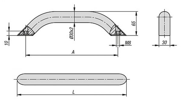 Rohrgriff Kompakt Aluminium, natur eloxiert, rund, A=250 - K0795.250083 - direkt von HUG Technik ✓