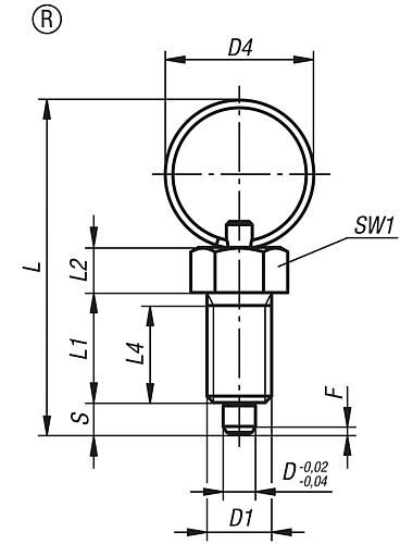 Arretierbolzen Gr.0 M08x1, Form: R Edelstahl, gehärtet, D=4 - K0342.03004 - bekommst Du bei ★ HUG Technik ✓
