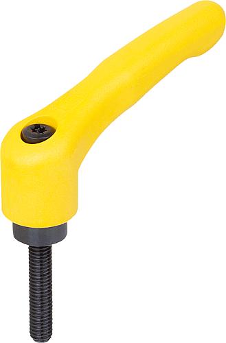 Klemmhebel Gr.0 M5X25, Hochleistungsthermoplast gelb RAL1021, Komp:Stahl brüniert - K1700.00516X25