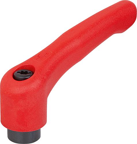 Klemmhebel Gr.0, M5, Hochleistungsthermoplast rot RAL3020, Komp:Stahl brüniert - K1700.00584