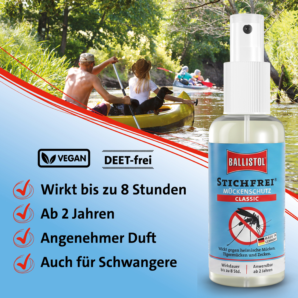 Ballistol Stichfrei Classic beim Kanufahren im Freien