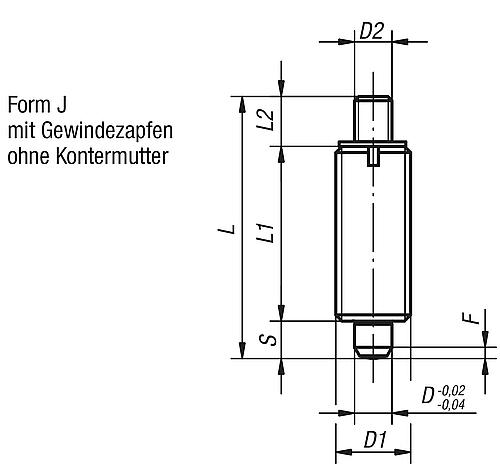 Arretierbolzen Gr.0 M08x1, Form:J Edelstahl, gehärtet, D=4 - K0345.01004 - bei HUG Technik ✭