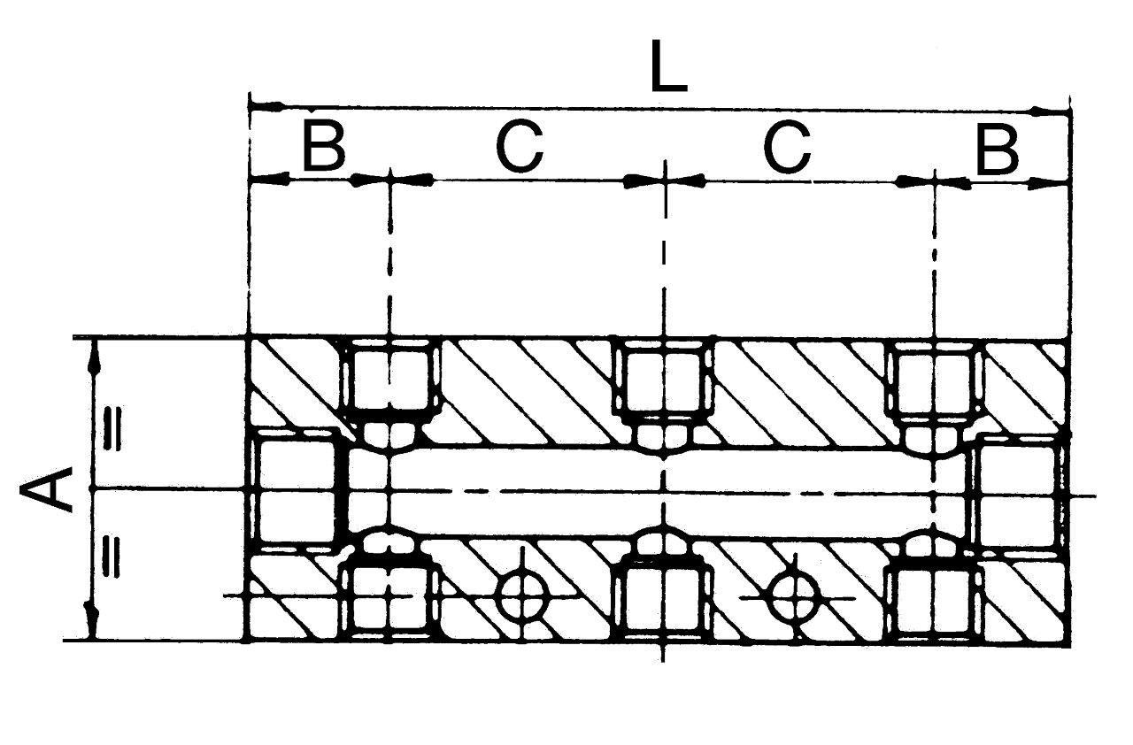 Verteilerleiste, Abgänge beidseitig, 2 x 1/2, 3 + 3 x 1/4, Aluminium - direkt bei HUG Technik ✓