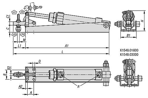 Pneumatikspanner Horizontal, Form: A, Stahl, Komp: Stahl F1=1000 - K1548.01000 - direkt von HUG Technik ✓