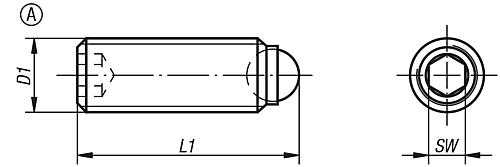 Kugeldruckschraube ohne Kopf M08X1, Form:A, Komp:Stahl, L1=11,2 - K0382.10810 - bei HUG Technik ✭