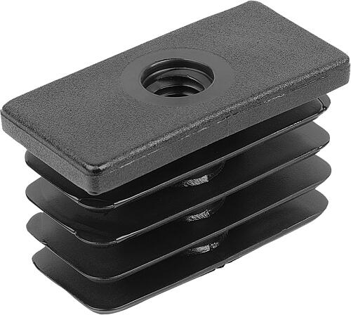 Gewindestopfen, Form:B, M08, A=40, B=20 Polyamid schwarz, für rechteckige Rohre - K2031.4020081520