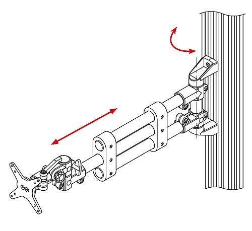 Monitorhalterung Tragarm Teleskop, Thermoplast, Komp:Aluminium - K1510.3016 - bei HUG Technik ✭