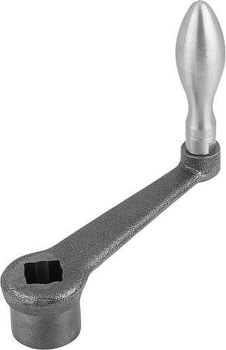 Produktbild Handkurbel L2=102, Form:D Grauguss, drehbar, Komp:Grauguss, S=12 +0,2 L1=100 - K0685.210X12 - erhältlich bei ✭ HUG Technik ✓