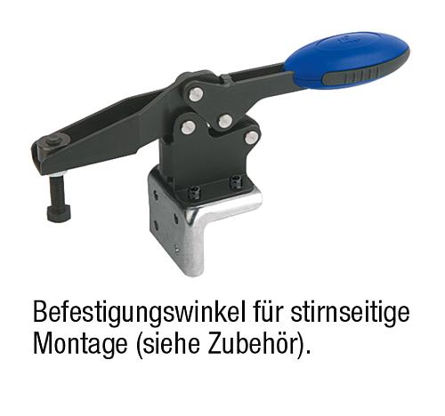 Schnellspanner horizontal Stahl, mit Sicherheitsverriegelung, Komp: Polyamid, Komp: blau, M=M06x35 - K0660.006101 - bei HUG Technik ✭