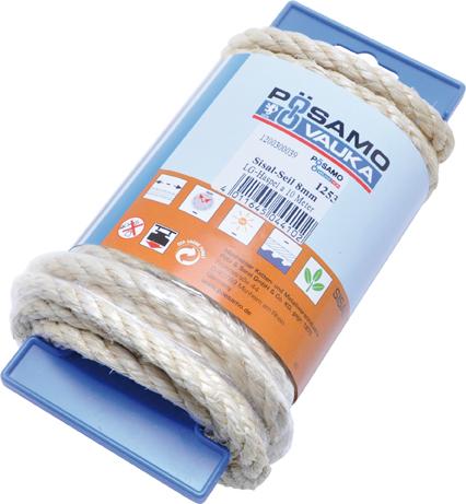 PÖSAMO Seil, Sisal 6,0mm, 20m auf Lg-Haspel gedreht, natur - kommt direkt von HUG Technik 😊