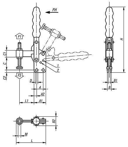 Schnellspanner vertikal Stahl, Komp: Kunststoff, M=M06x50 - K0056.0150 - erhältlich bei ♡ HUG Technik ✓