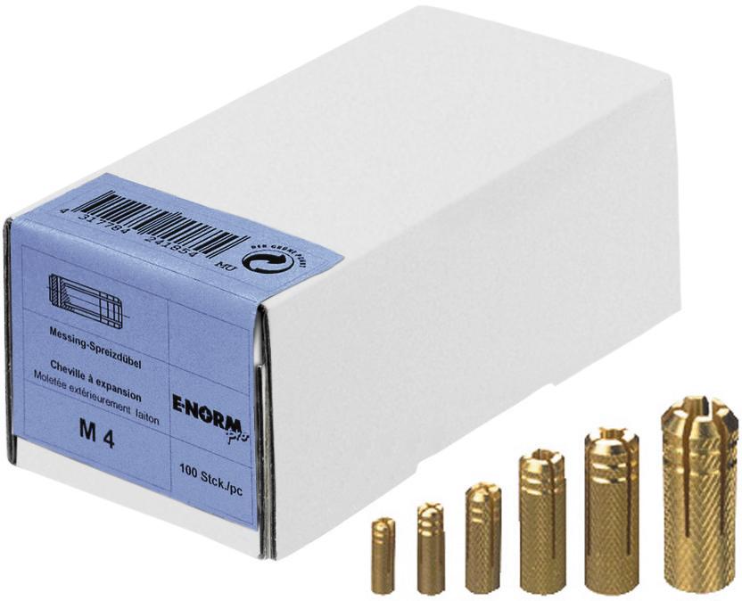 E-NORMpro Messing-Spreizdübel M 4, Länge 16mm Außen-Ø 5,0mm, Packung mit 100 Stück - bekommst Du bei ★ HUG Technik ✓ E-NORMpro Messing-Spreizdübel M 4, Länge 16mm Außen-Ø 5,0mm, Packung mit 100 Stück - bekommst Du bei ★ HUG Technik ✓