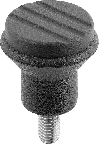 Pilzknopf antibakteriell Gr.1 M05x10 D1=21 Kunststoff, grau RAL7015, Komp: Edelstahl - K0251.12005144X10 - direkt bei HUG Technik ✓