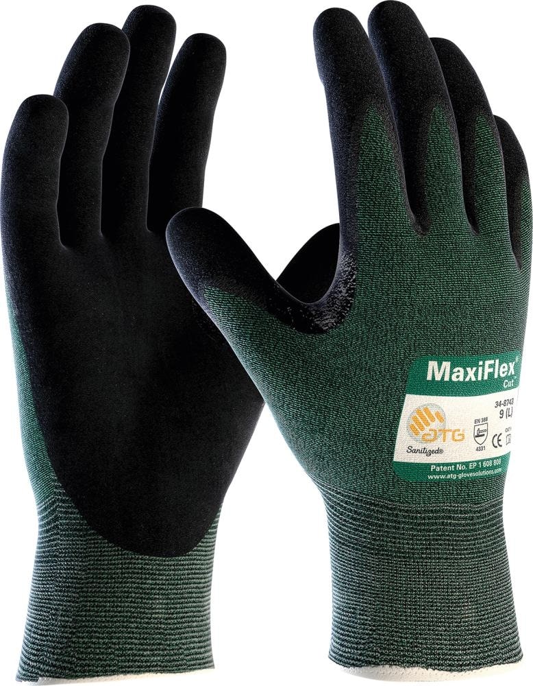 ATG® MaxiFlex® Cut™ Handschuh, mit oder ohne Noppen, schwarz-grün - bekommst Du bei HUG Technik ♡