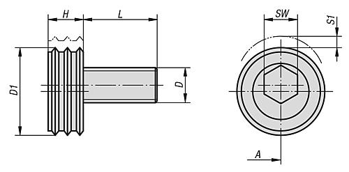 Spann-Exzenterschraube mit Krallenscheibe M12x22,5 Einsatzstahl, Komp:Vergütungsstahl - K0025.12 - bei HUG Technik ✭