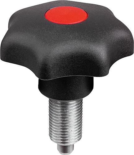 Arretier- und Spanngriff mit optischer Verriegelung Gr.1 D2=32, M08, L=39, L1=15, D=4, Automatenstahl verzinkt - K1583.108040 - kommt direkt von HUG Technik 😊