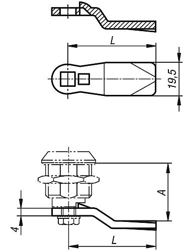 Zunge für Drehriegel Edelstahl - K1114 - bei HUG Technik ✭