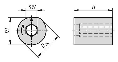 Klemmexzenter Messing, D=8, H=8 - K1457.0808 - bei HUG Technik ☆