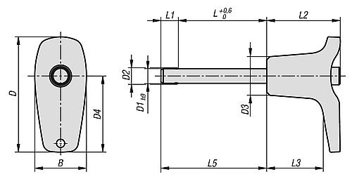 Kugelsperrbolzen mit L-Griff, D1=10, L=20, L1=8,9, L5=28,9, Edelstahl, Komp: Zink - K0793.103510020 - bekommst Du bei HUG Technik ♡