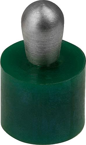 Federndes Seitendruckstück, verstärkte Federkraft D=10, D2=9,9, L1=10,3, Kunststoff Grün, Komp: Edelstahl, L=9 - K1733.310609 - erhältlich bei ✭ HUG Technik ✓
