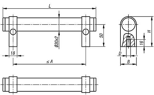 Rohrgriff, Form: A, natur eloxiert, Komp: natur eloxiert - K1018.2503011 - bei HUG Technik ✭