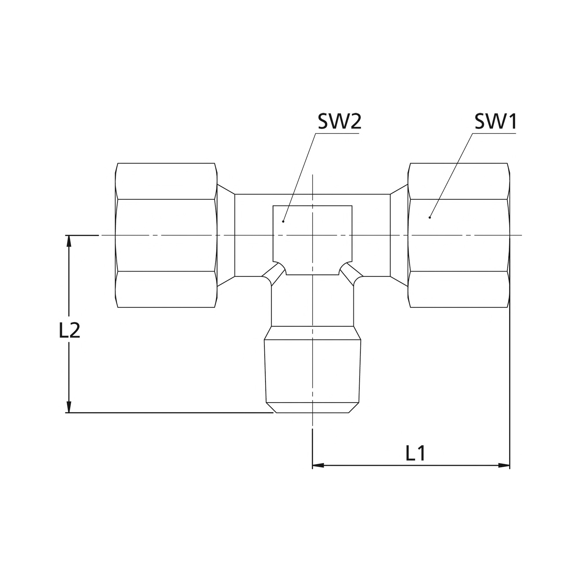 T-Einschraubverschraubung, R 1/2 a., Rohr-Außen-Ø 15, Stahl verzinkt - erhältlich bei ❣ HUG Technik ✓