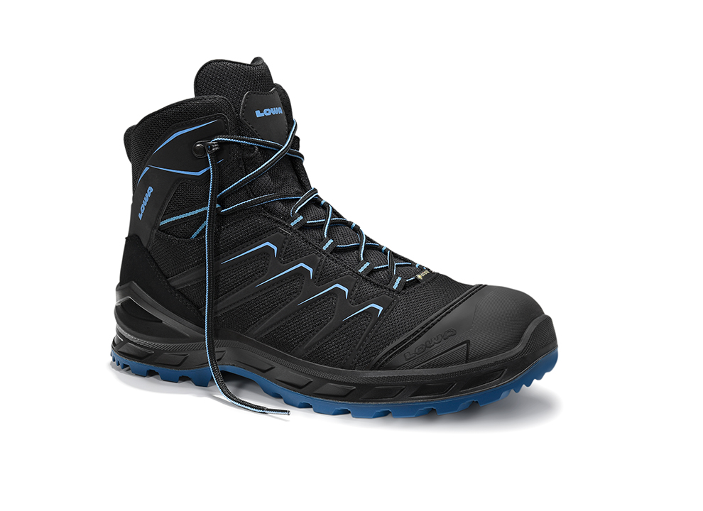 LOWA Sicherheitsstiefel LARROX Work GTX black-blue Mid S3 CI - bei HUG Technik ♡