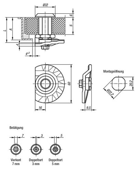 Drehriegel mit Stufenzunge Zink - K0527 - erhältlich bei ♡ HUG Technik ✓